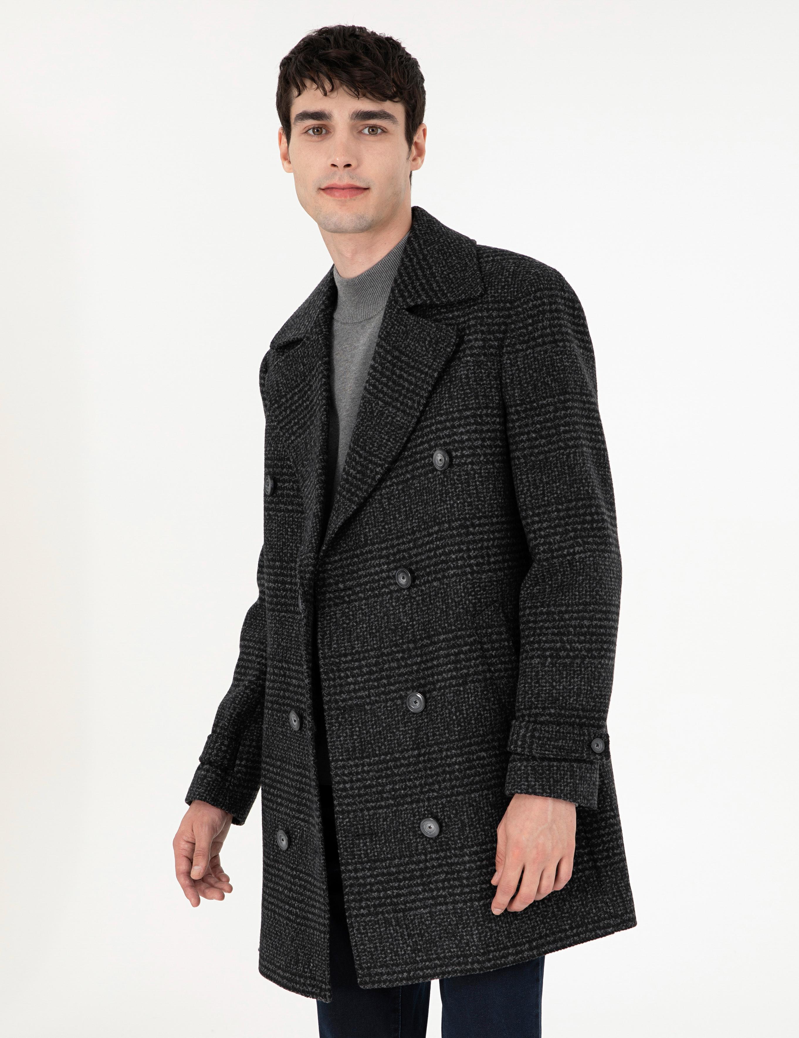 Füme Slim Fit Kaşe Kaban