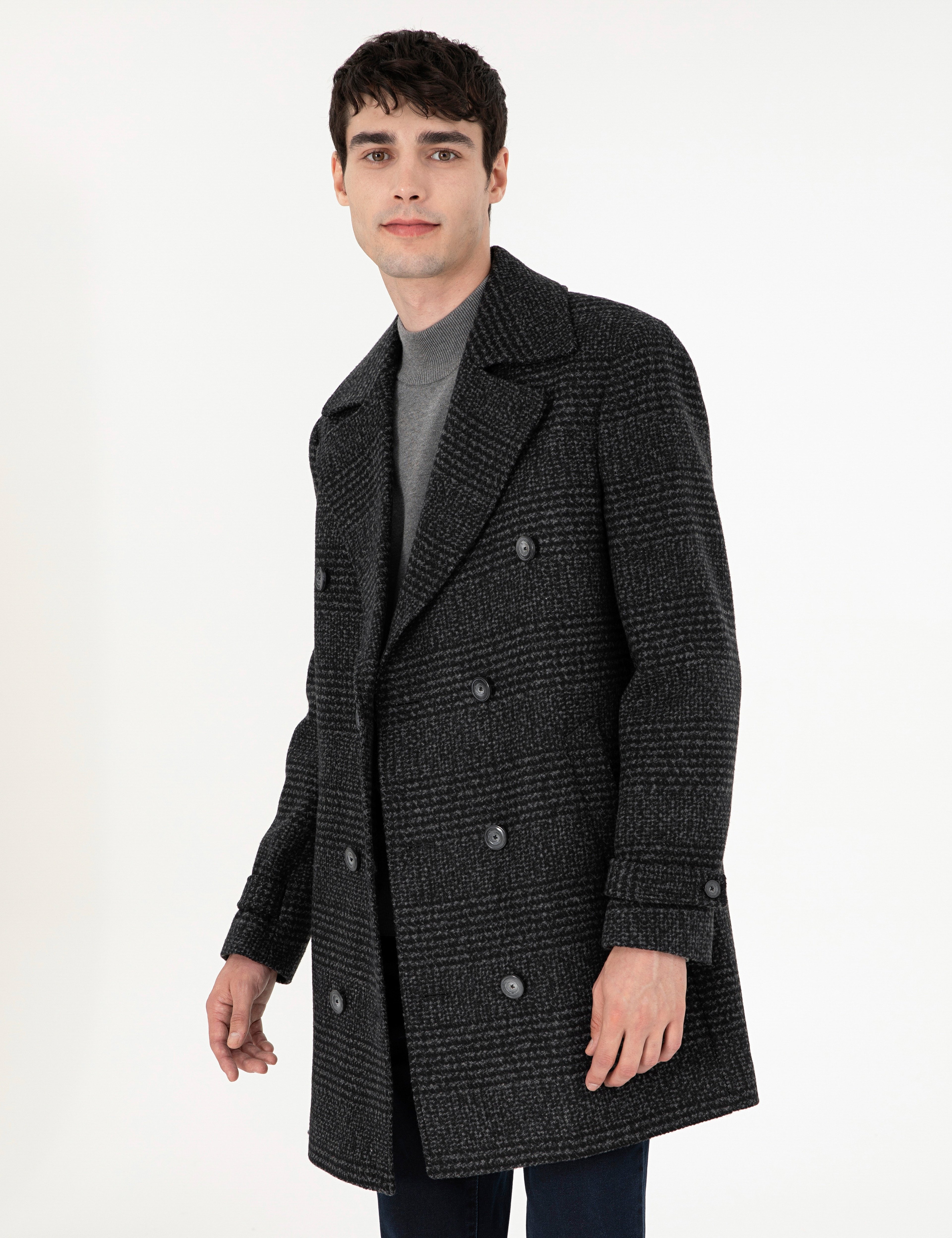 Füme Slim Fit Kaşe Kaban