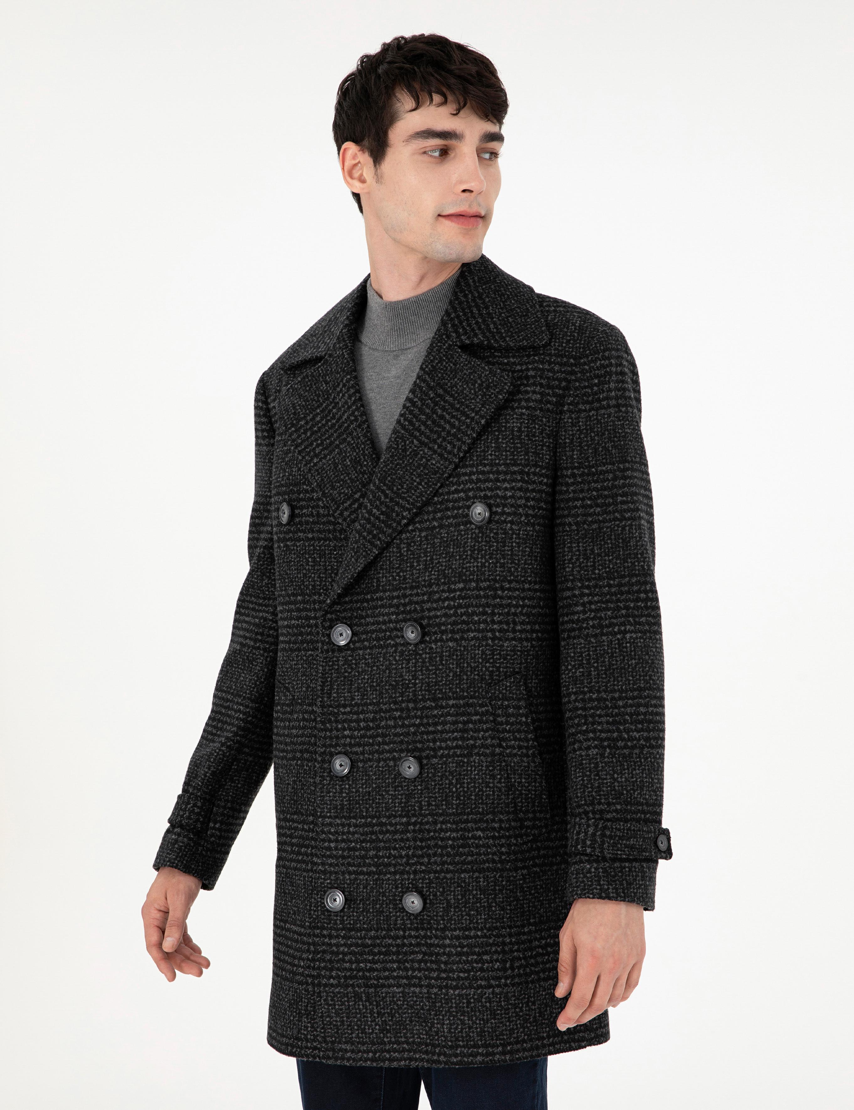 Füme Slim Fit Kaşe Kaban