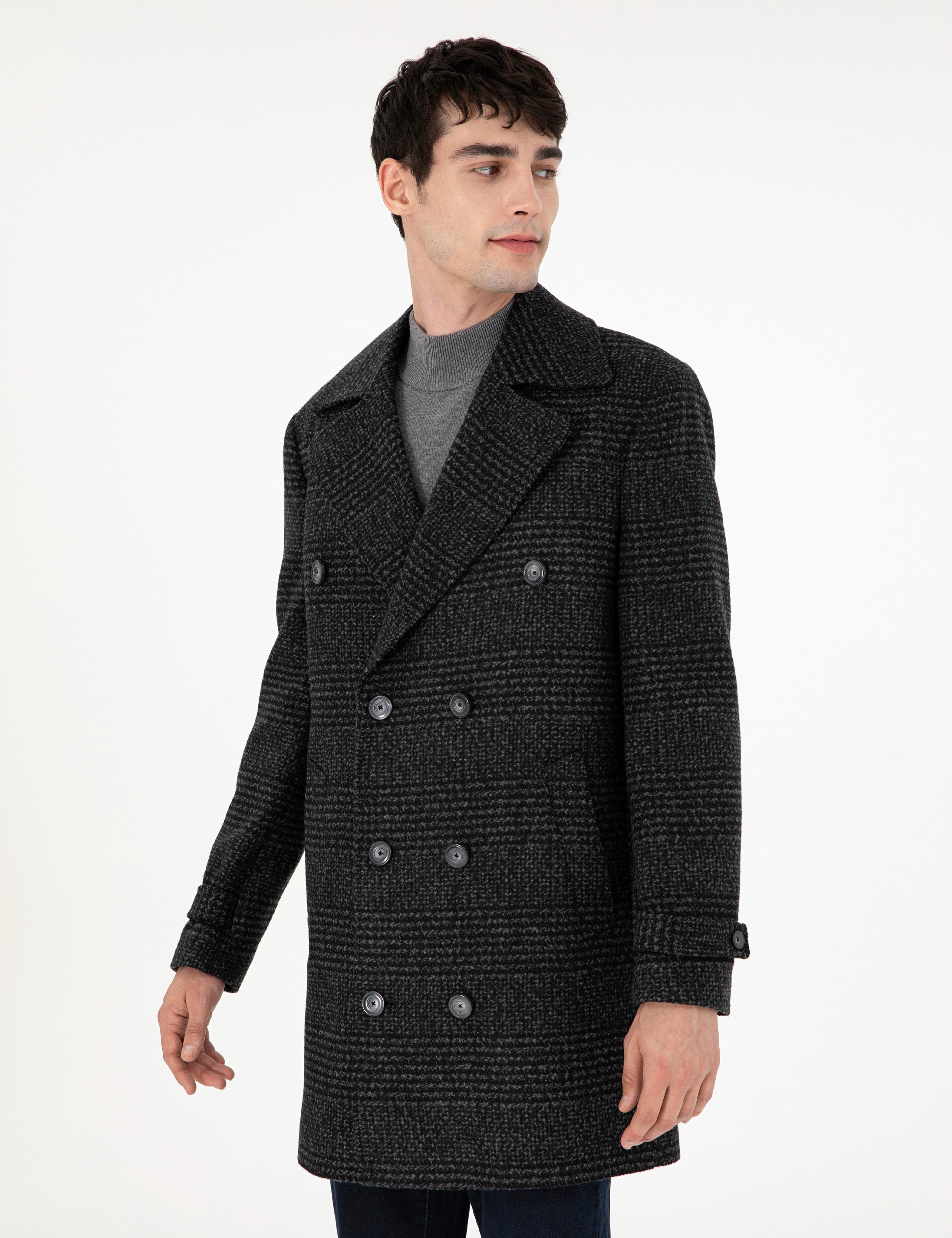 Füme Slim Fit Kaşe Kaban