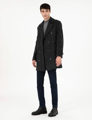 Füme Slim Fit Kaşe Kaban