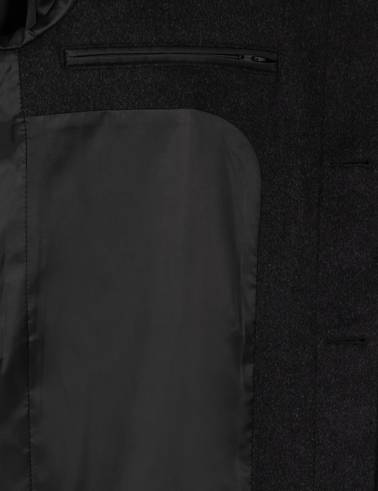 Antrasit Slim Fit Yün Karışımlı Kaşe Kaban