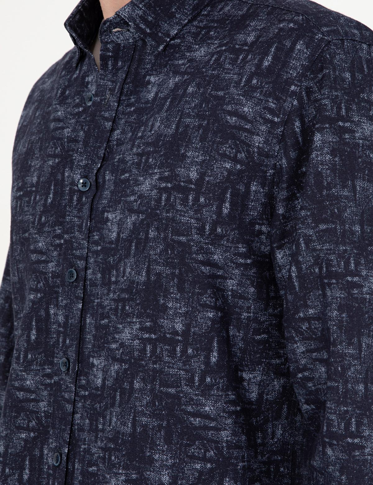 Lacivert Slim Fit Uzun Kollu Gömlek - 50292130003