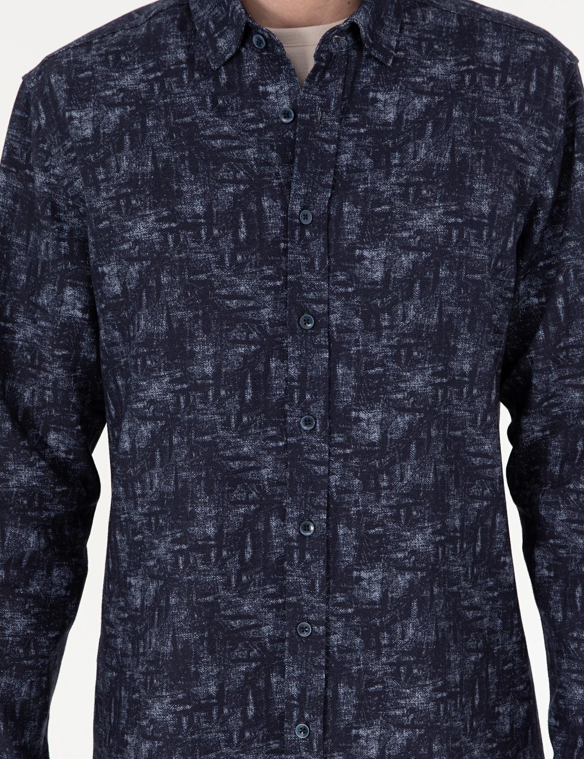 Lacivert Slim Fit Uzun Kollu Gömlek - 50292130003