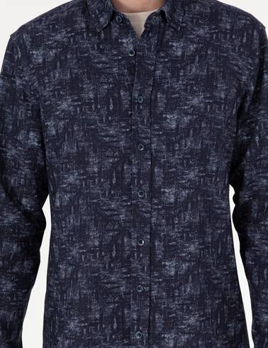 Lacivert Slim Fit Uzun Kollu Gömlek