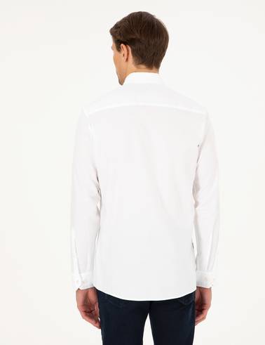 Beyaz Slim Fit Uzun Kollu Gömlek