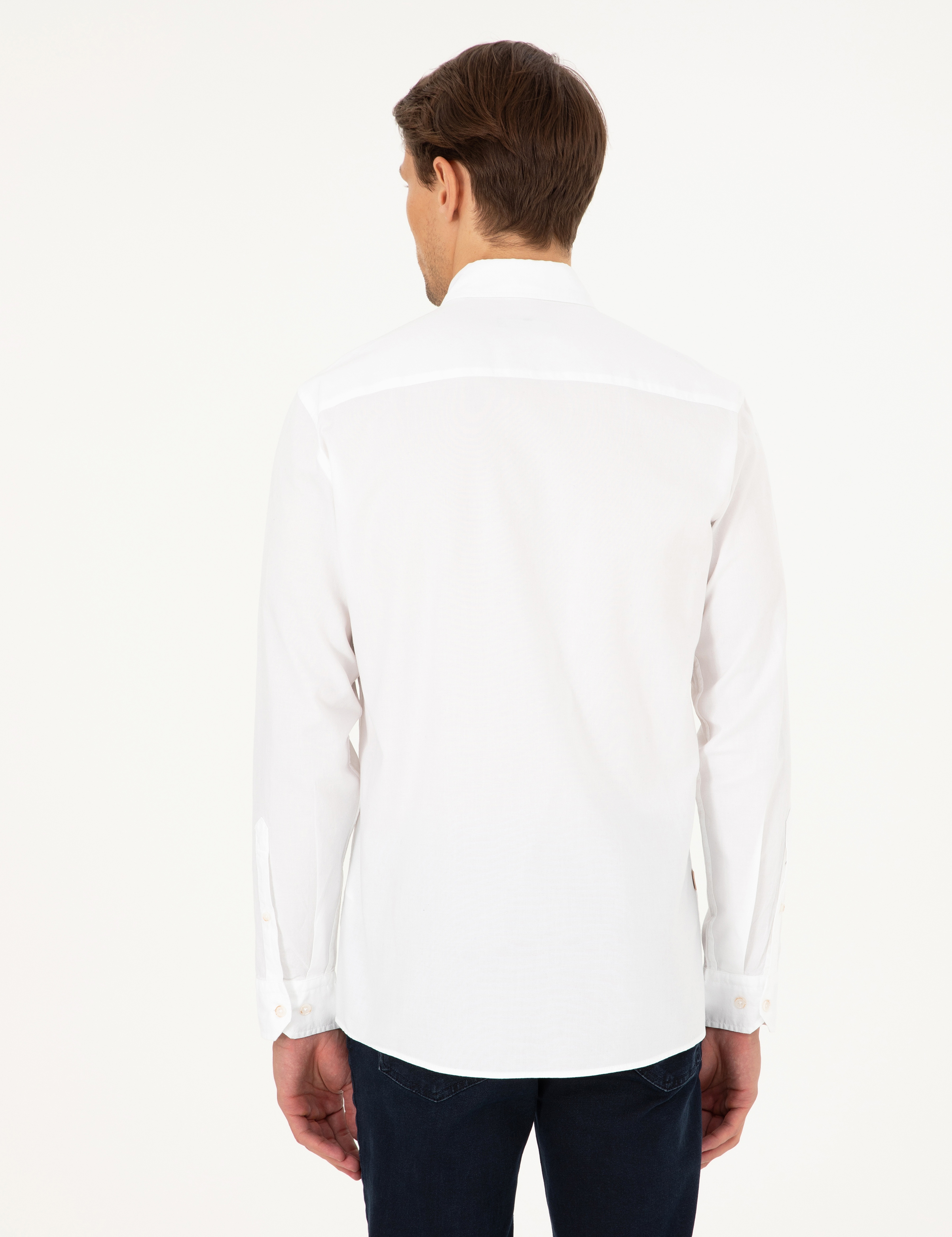 Beyaz Slim Fit Uzun Kollu Gömlek - Image 5