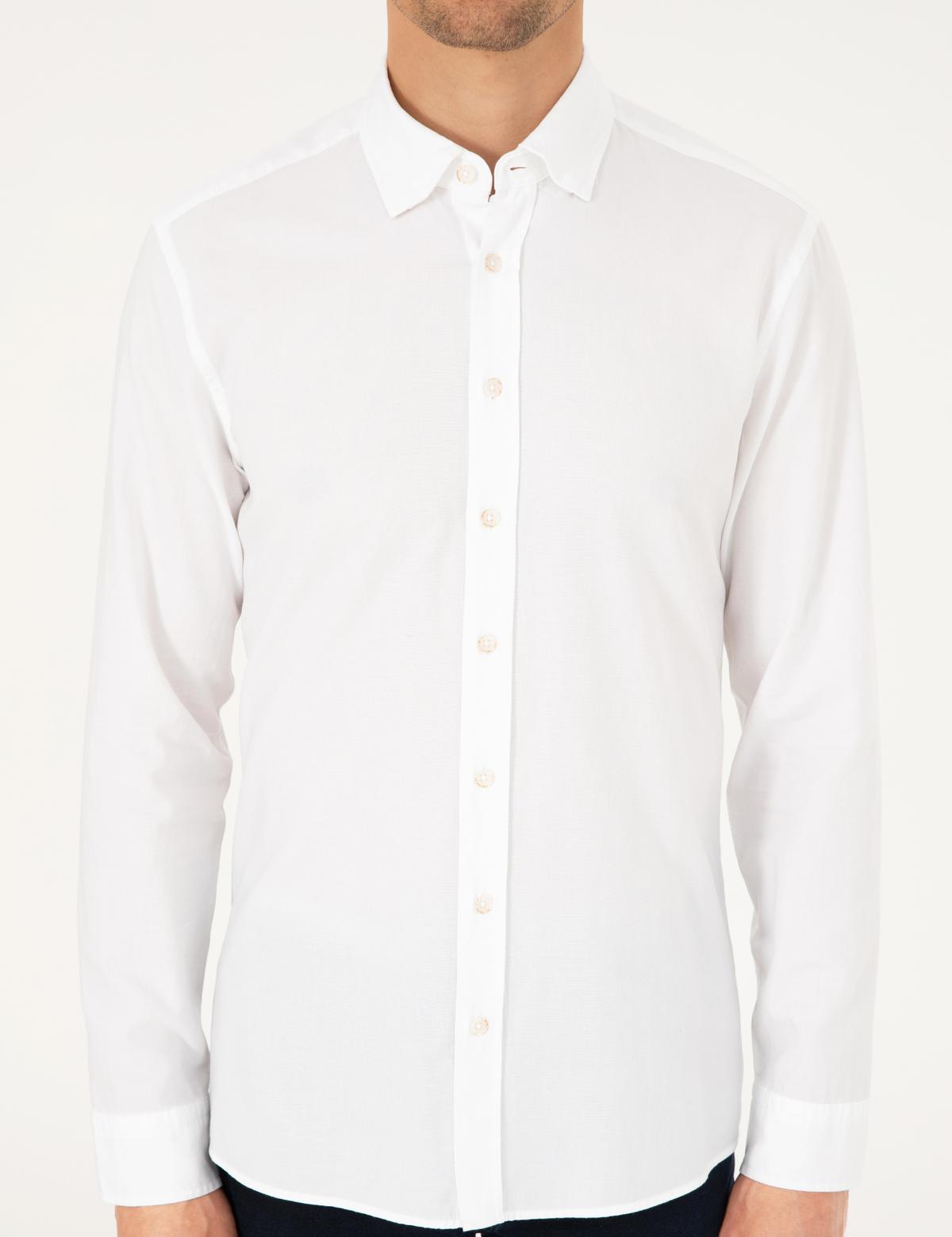 Beyaz Slim Fit Uzun Kollu Gömlek - 50293255003