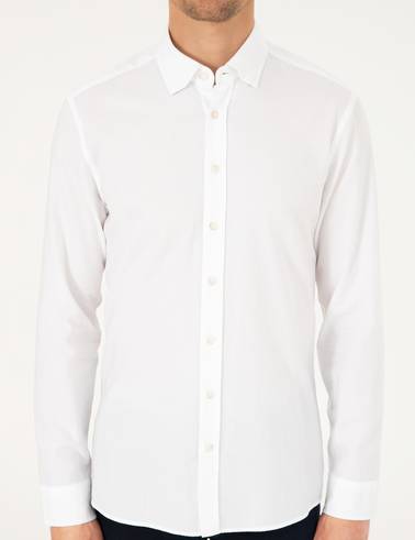 Beyaz Slim Fit Uzun Kollu Gömlek