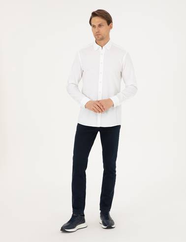 Beyaz Slim Fit Uzun Kollu Gömlek