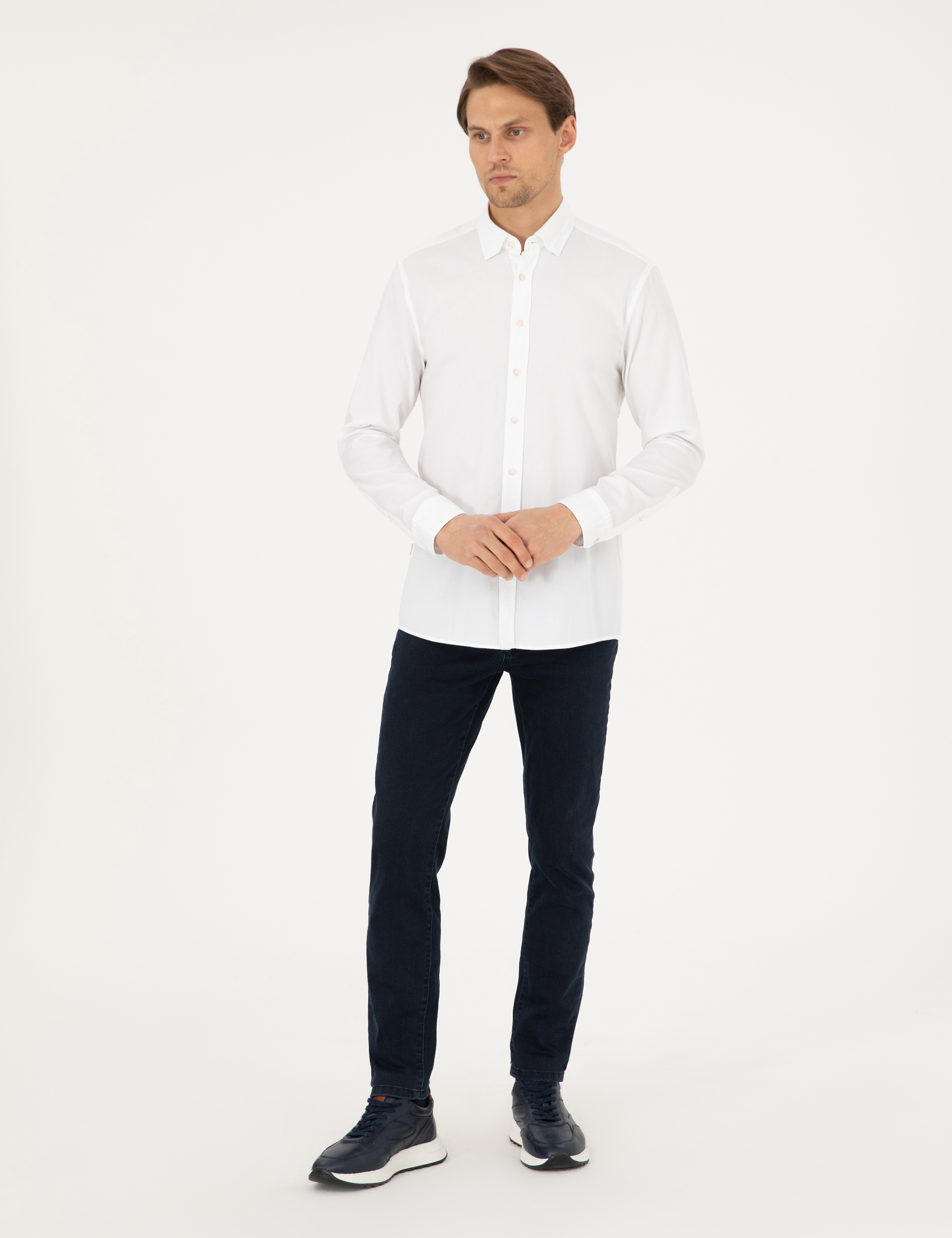 Beyaz Slim Fit Uzun Kollu Gömlek - Image 4