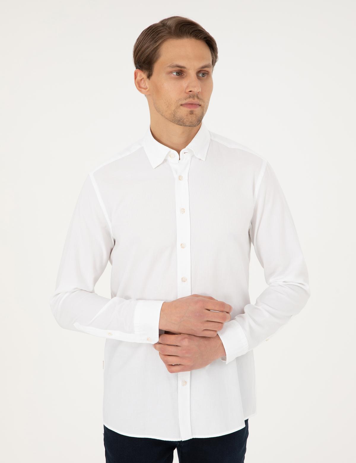 Beyaz Slim Fit Uzun Kollu Gömlek - 50293255003