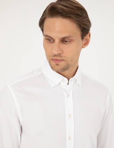 Beyaz Slim Fit Uzun Kollu Gömlek