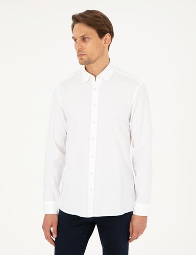 Beyaz Slim Fit Uzun Kollu Gömlek