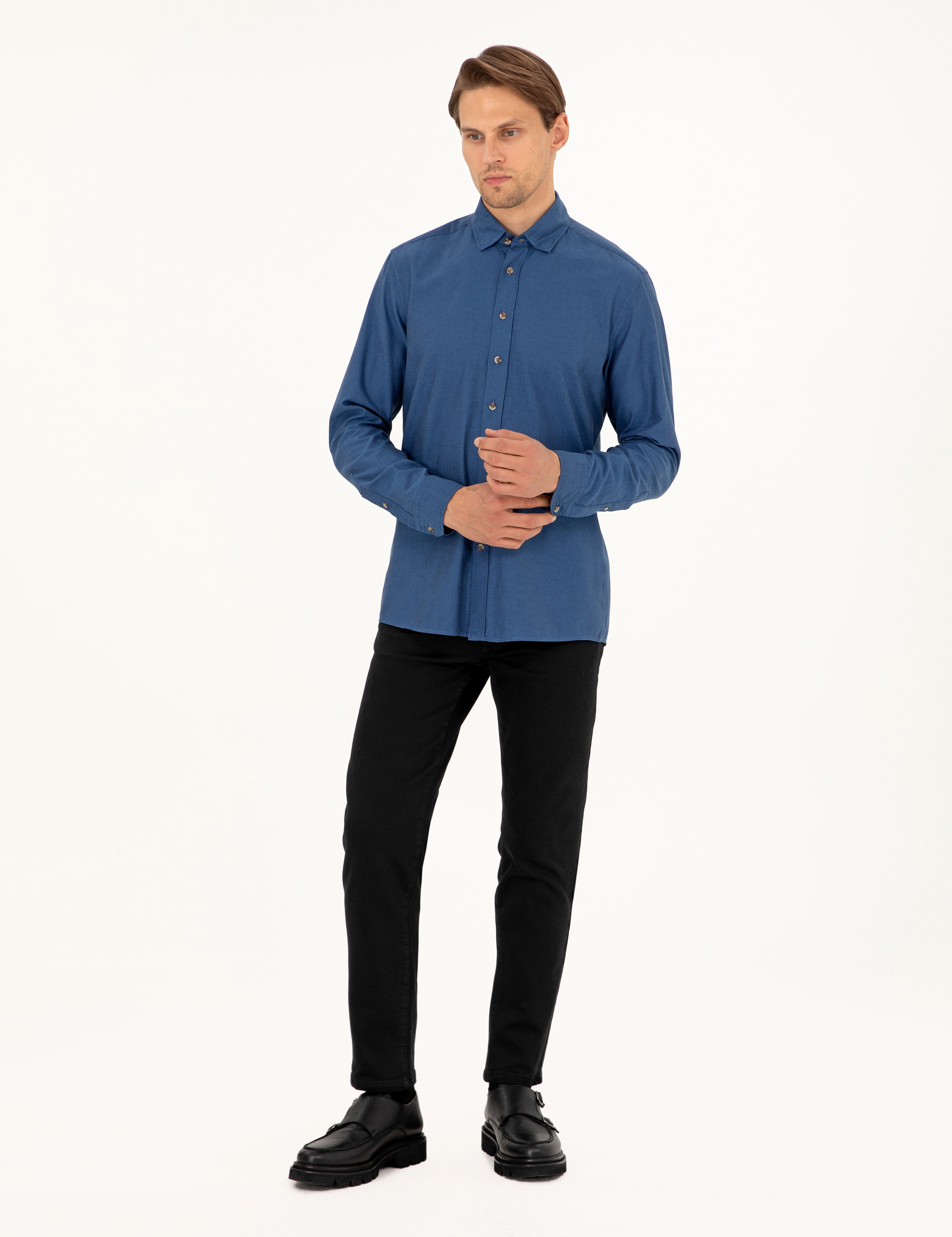 İndigo Slim Fit Uzun Kollu Gömlek - Image 4