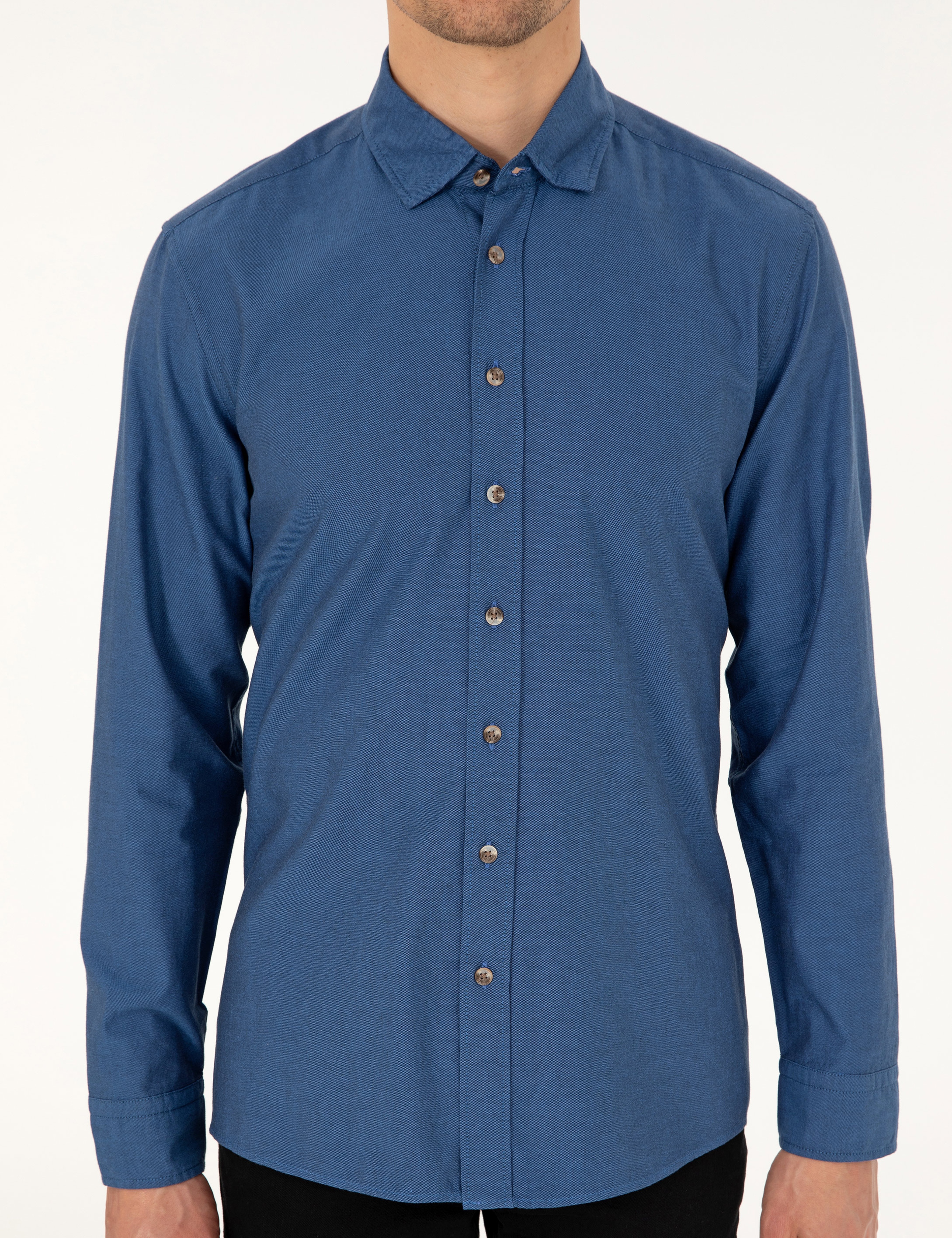 İndigo Slim Fit Uzun Kollu Gömlek - Image 6