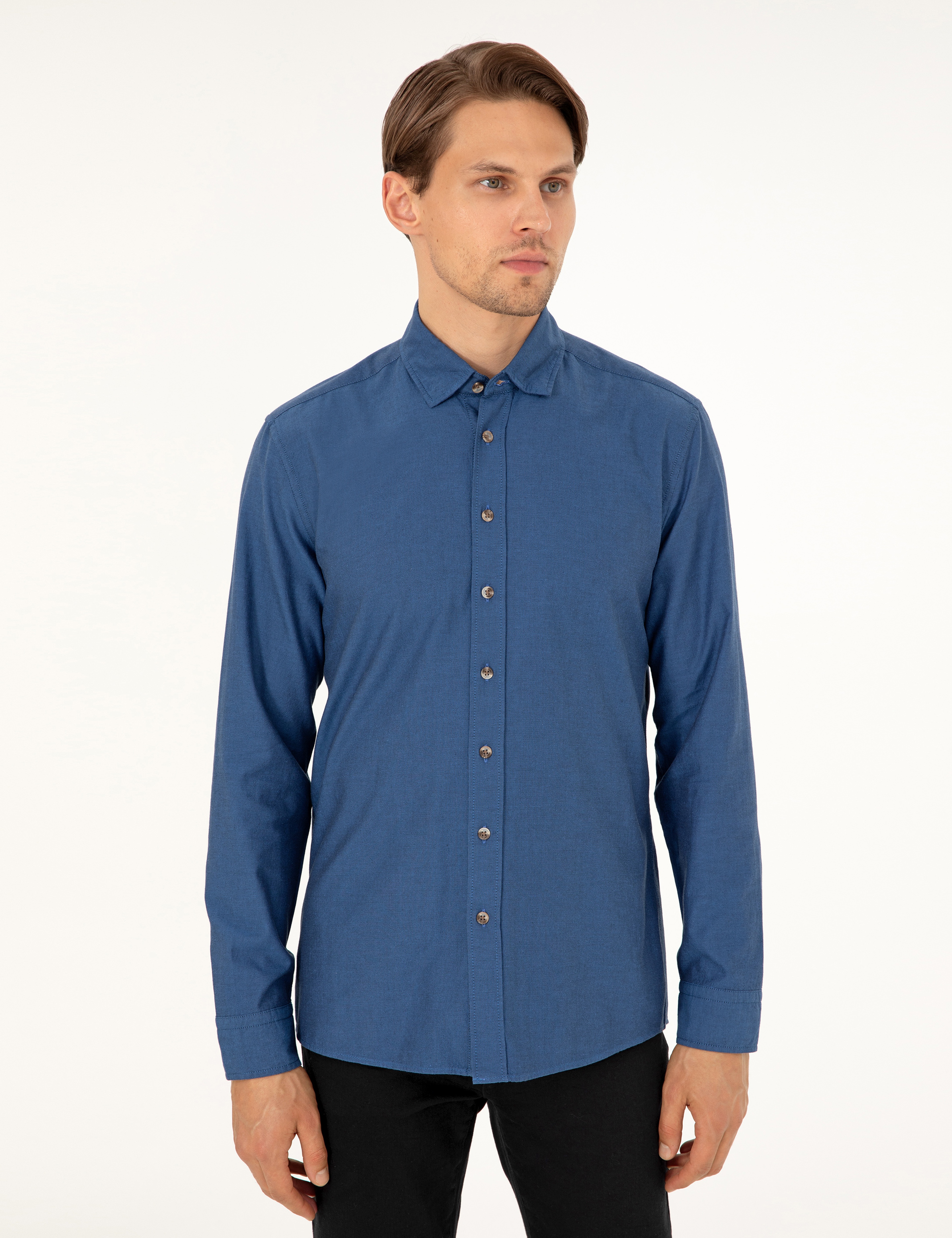 İndigo Slim Fit Uzun Kollu Gömlek - Image 3
