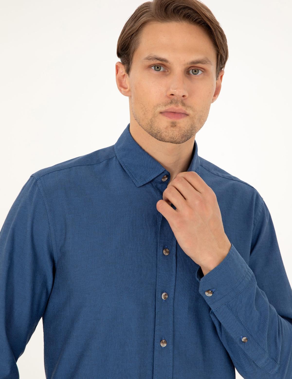 İndigo Slim Fit Uzun Kollu Gömlek - 50293255015