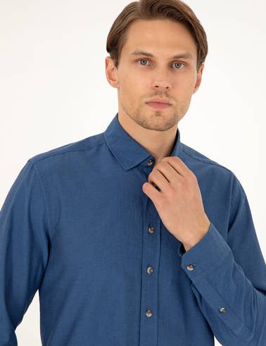 İndigo Slim Fit Uzun Kollu Gömlek