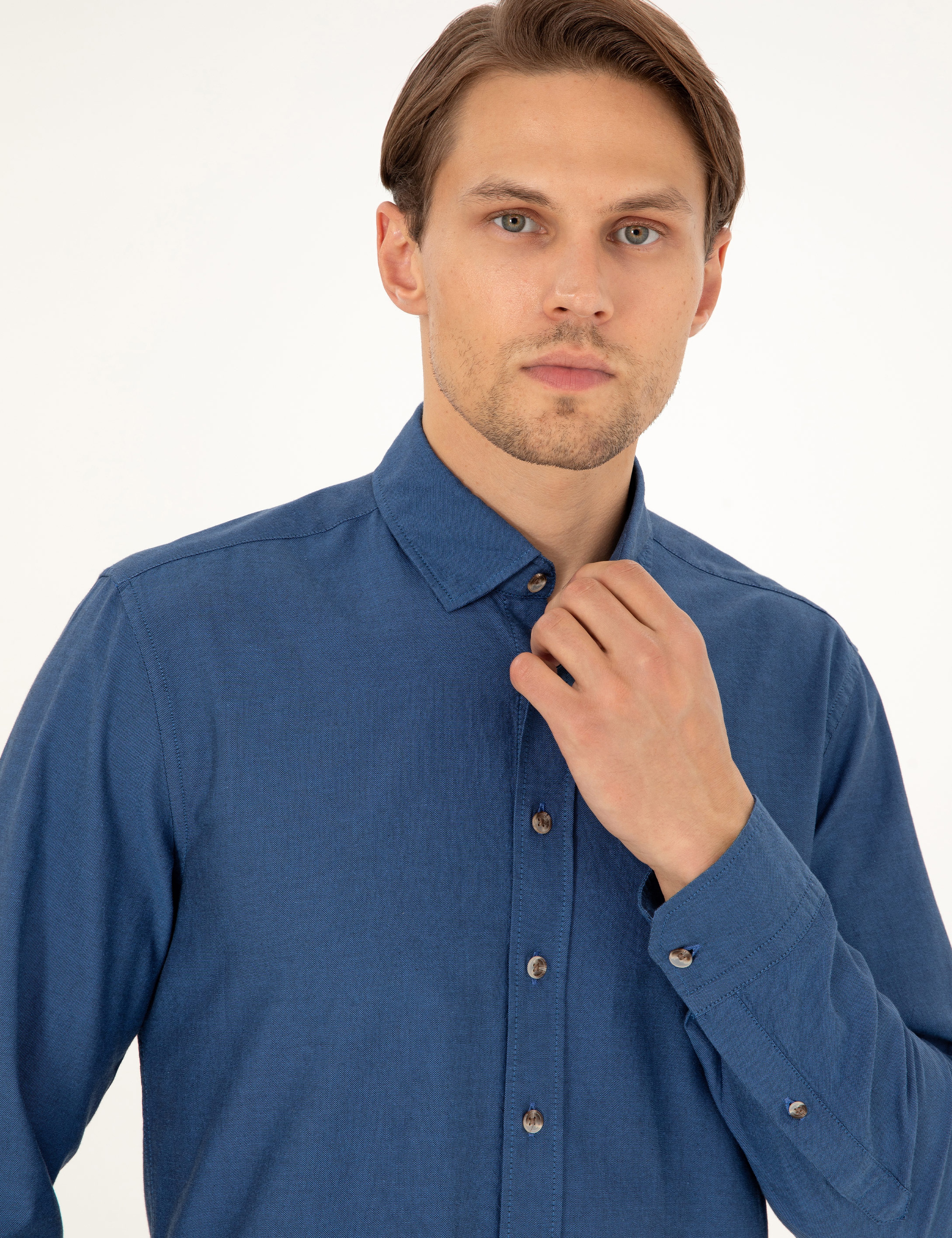 İndigo Slim Fit Uzun Kollu Gömlek - Image 2