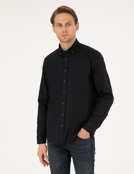 Siyah Regular Fit Uzun Kollu Gömlek - 50292553007