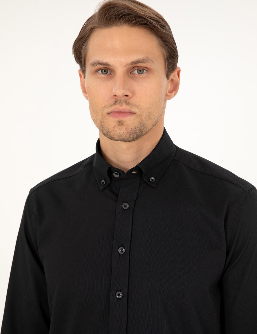 Siyah Regular Fit Uzun Kollu Gömlek