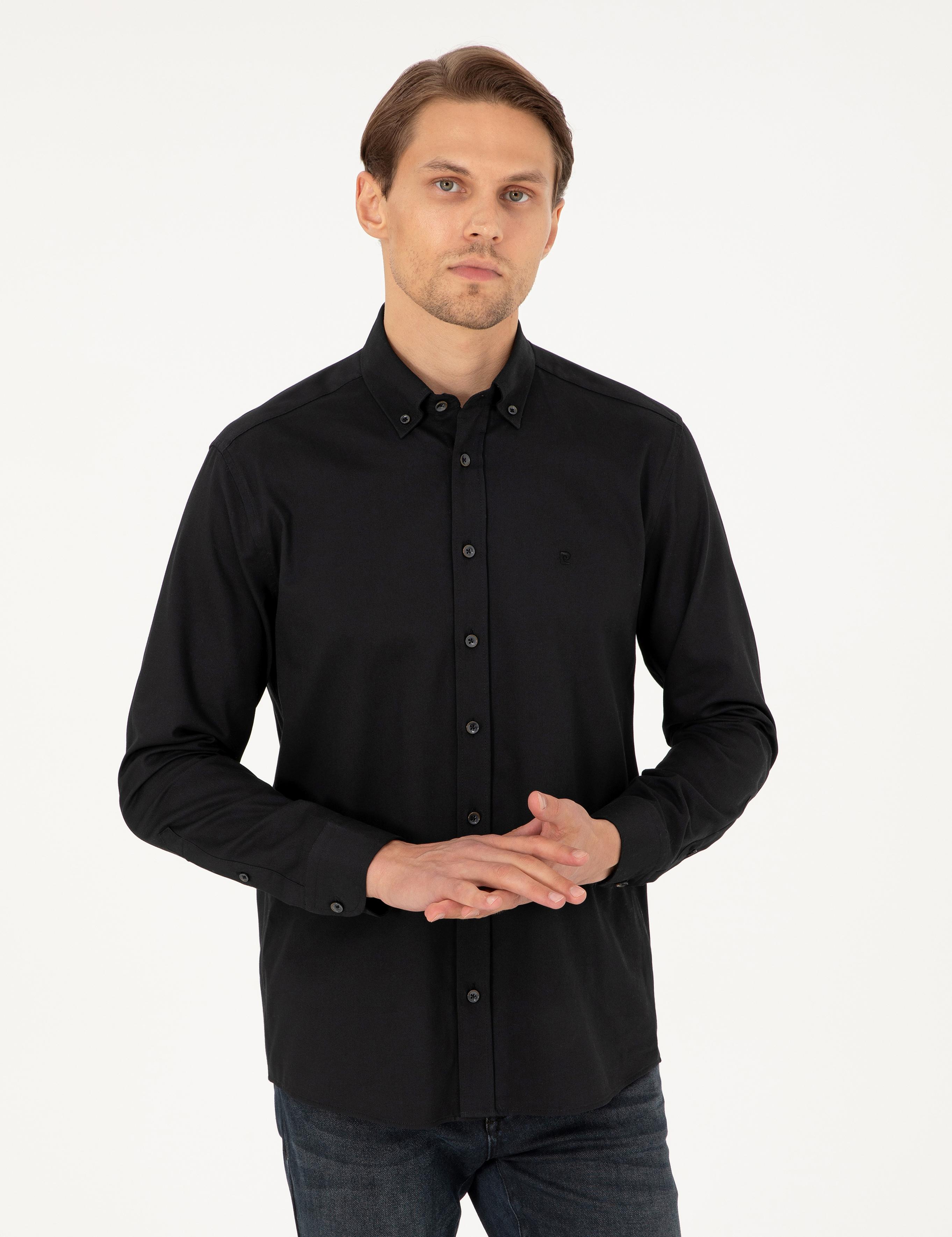 Siyah Regular Fit Uzun Kollu Gömlek