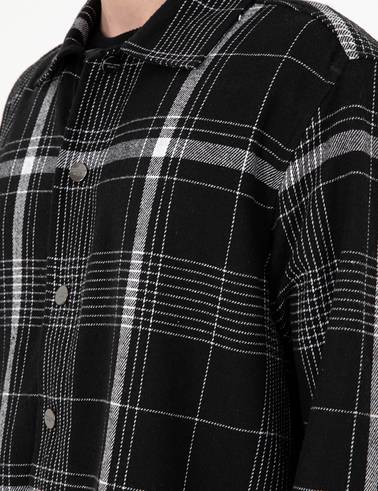 Siyah Comfort Fit Ekose Uzun Kollu Gömlek