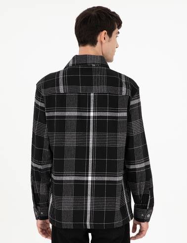 Siyah Comfort Fit Ekose Uzun Kollu Gömlek
