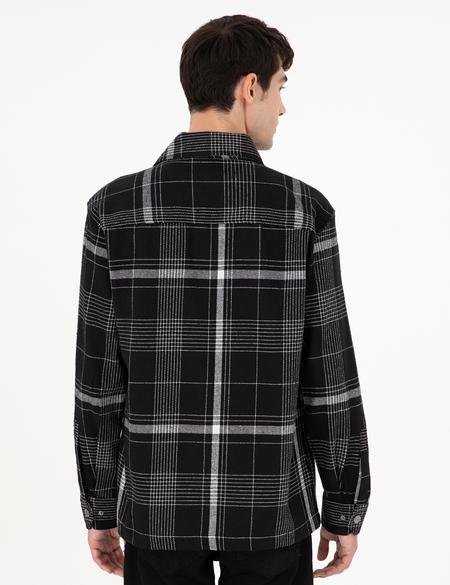 Siyah Comfort Fit Ekose Uzun Kollu Gömlek - 50292198009