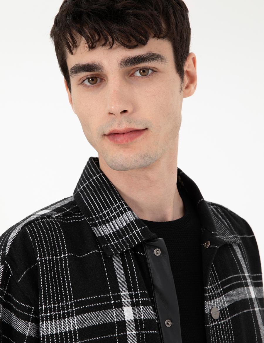 Siyah Comfort Fit Ekose Uzun Kollu Gömlek