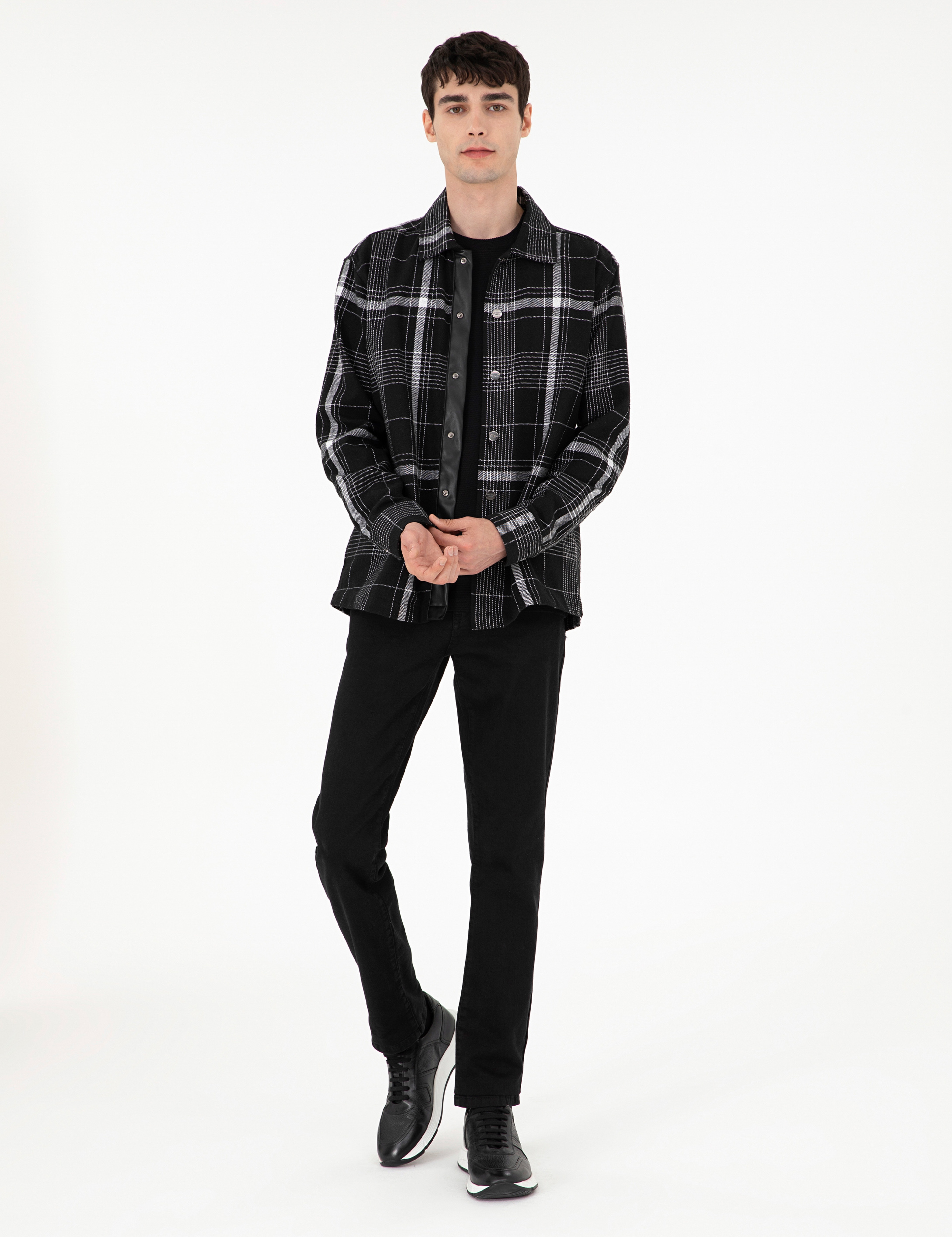 Siyah Comfort Fit Ekose Uzun Kollu Gömlek