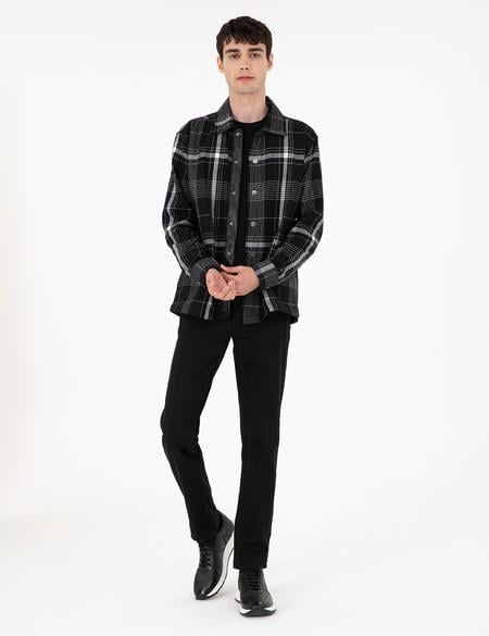 Siyah Comfort Fit Ekose Uzun Kollu Gömlek - 50292198009