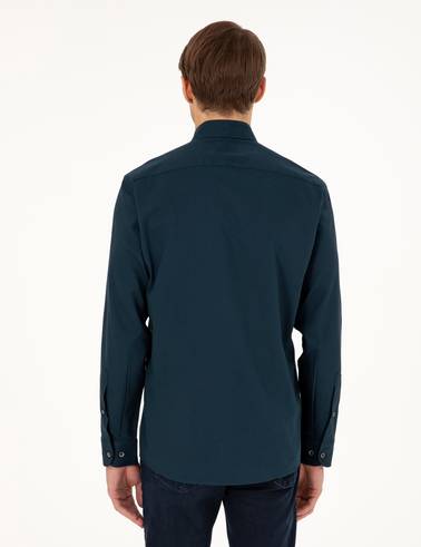 Lacivert Regular Fit Uzun Kollu Gömlek