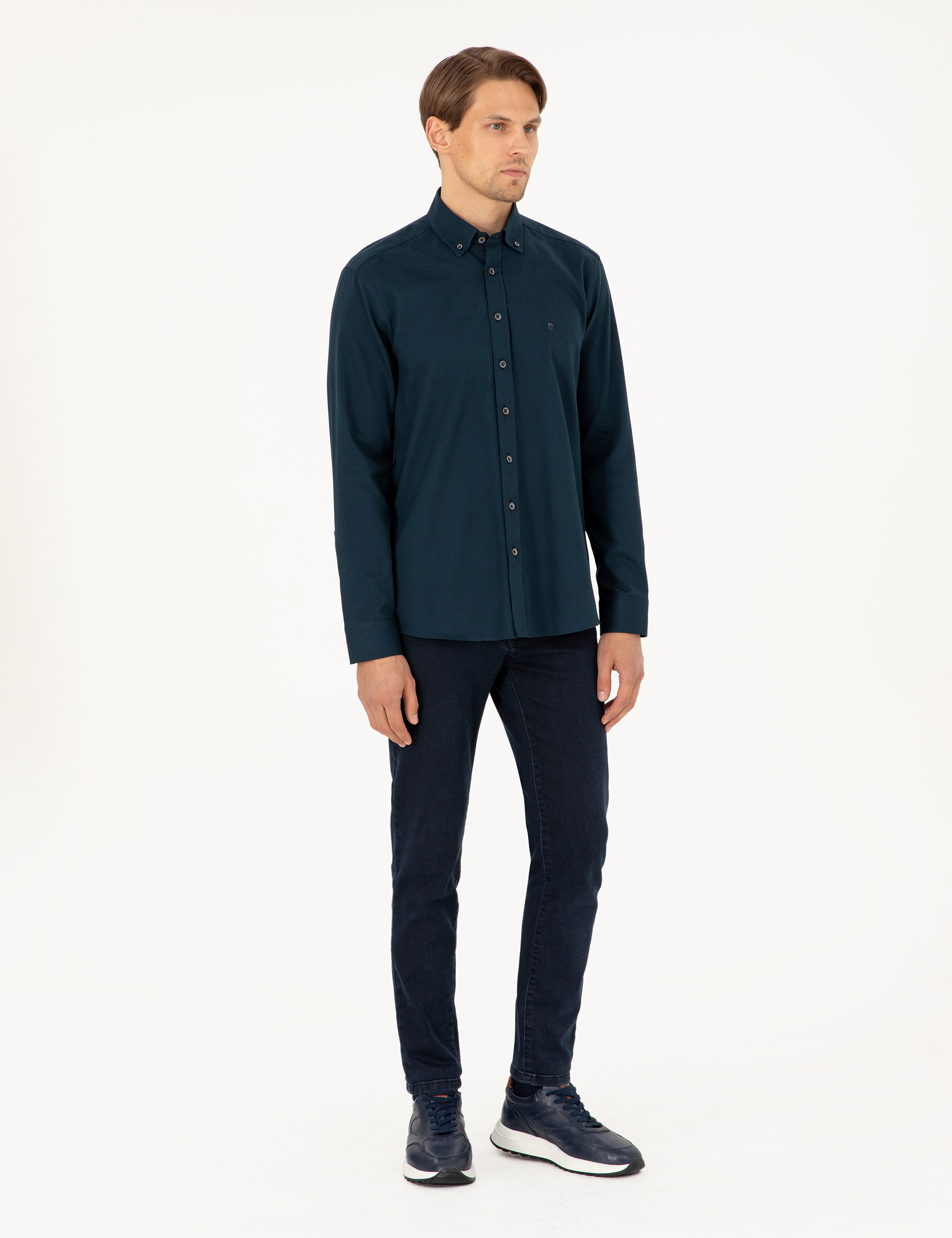 Lacivert Regular Fit Uzun Kollu Gömlek - Image 4
