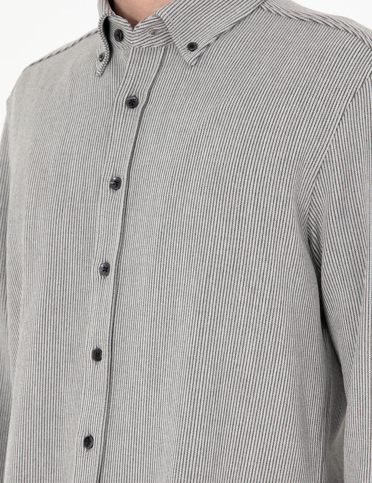 Gri Çizgili Regular Fit Uzun Kollu Gömlek - 50293947014