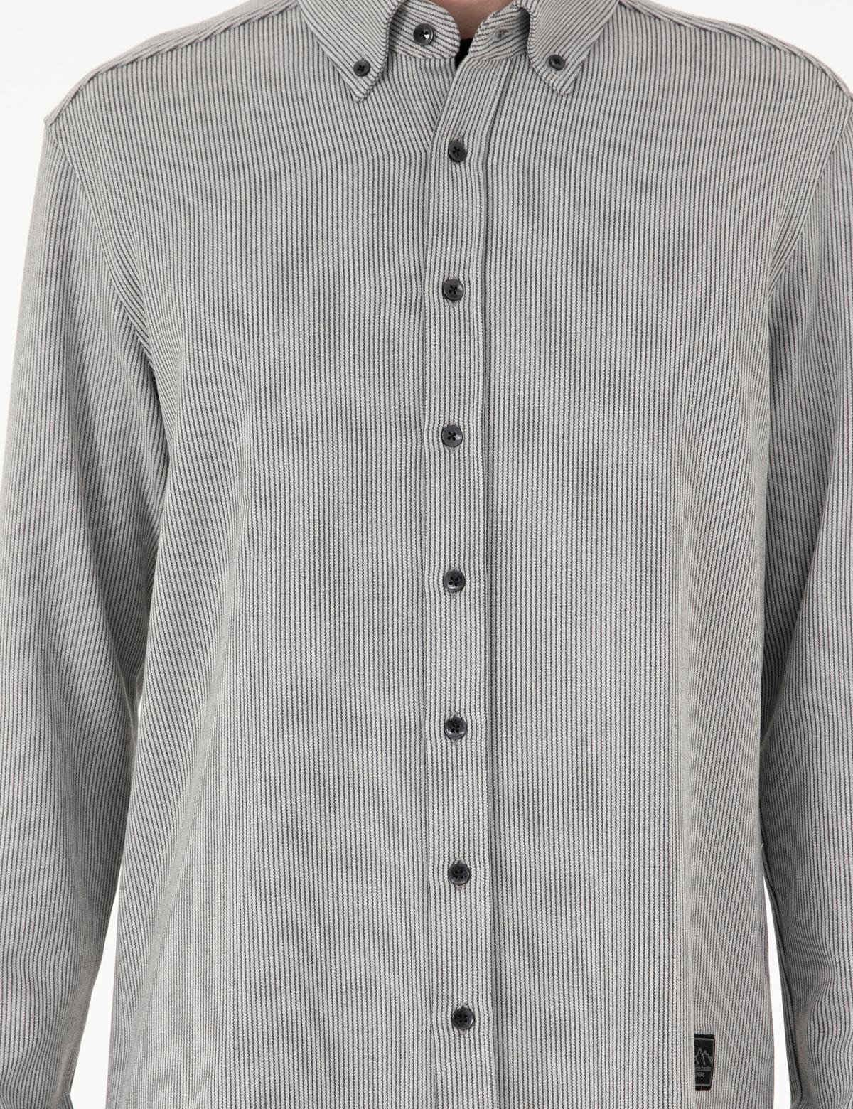 Gri Çizgili Regular Fit Uzun Kollu Gömlek - 50293947014