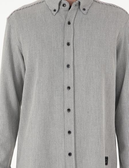 Gri Çizgili Regular Fit Uzun Kollu Gömlek - 50293947014