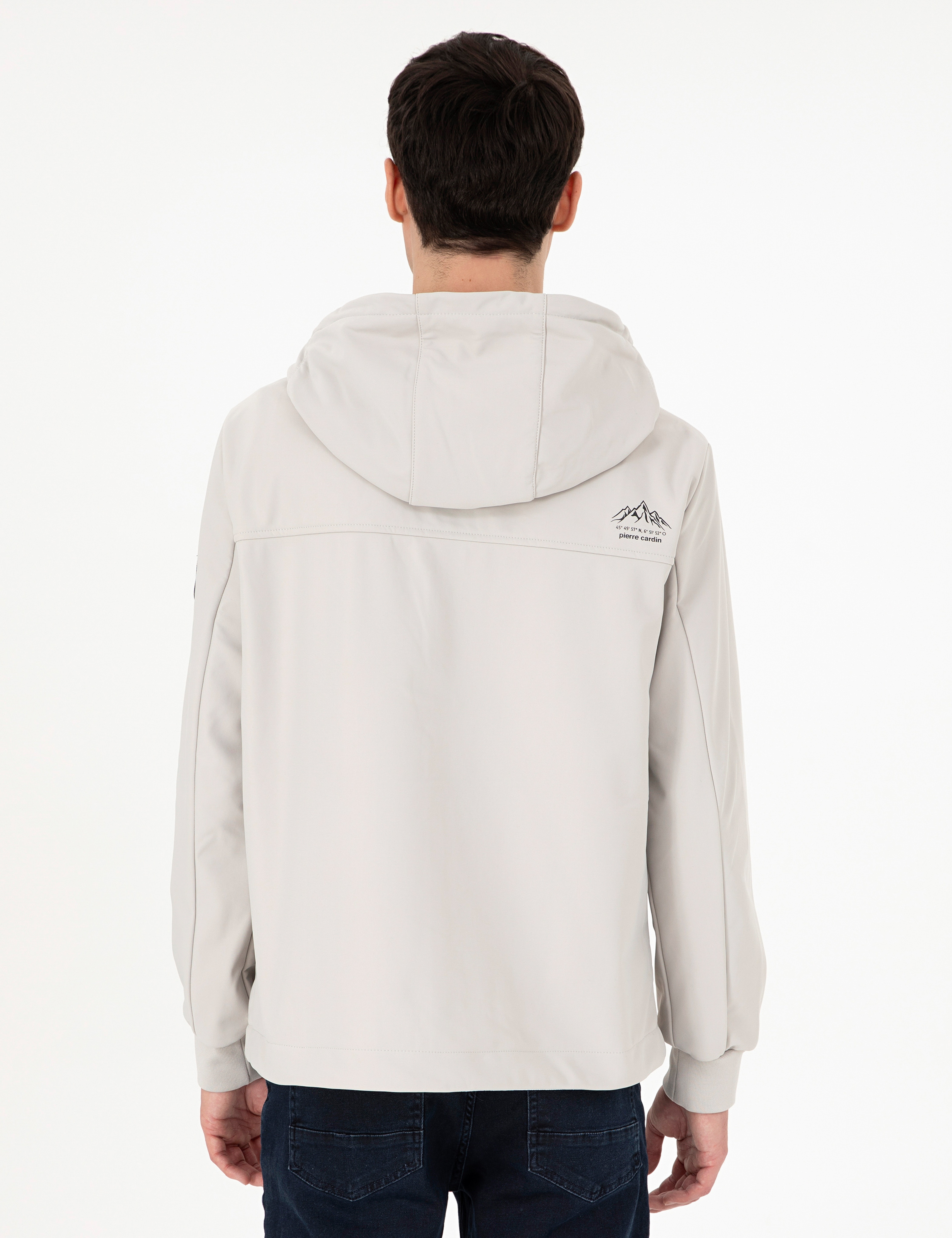 Açık Gri Kapüşonlu Basic Mont