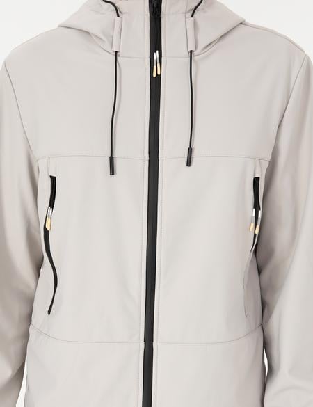 Açık Gri Kapüşonlu Basic Mont - 50292843006