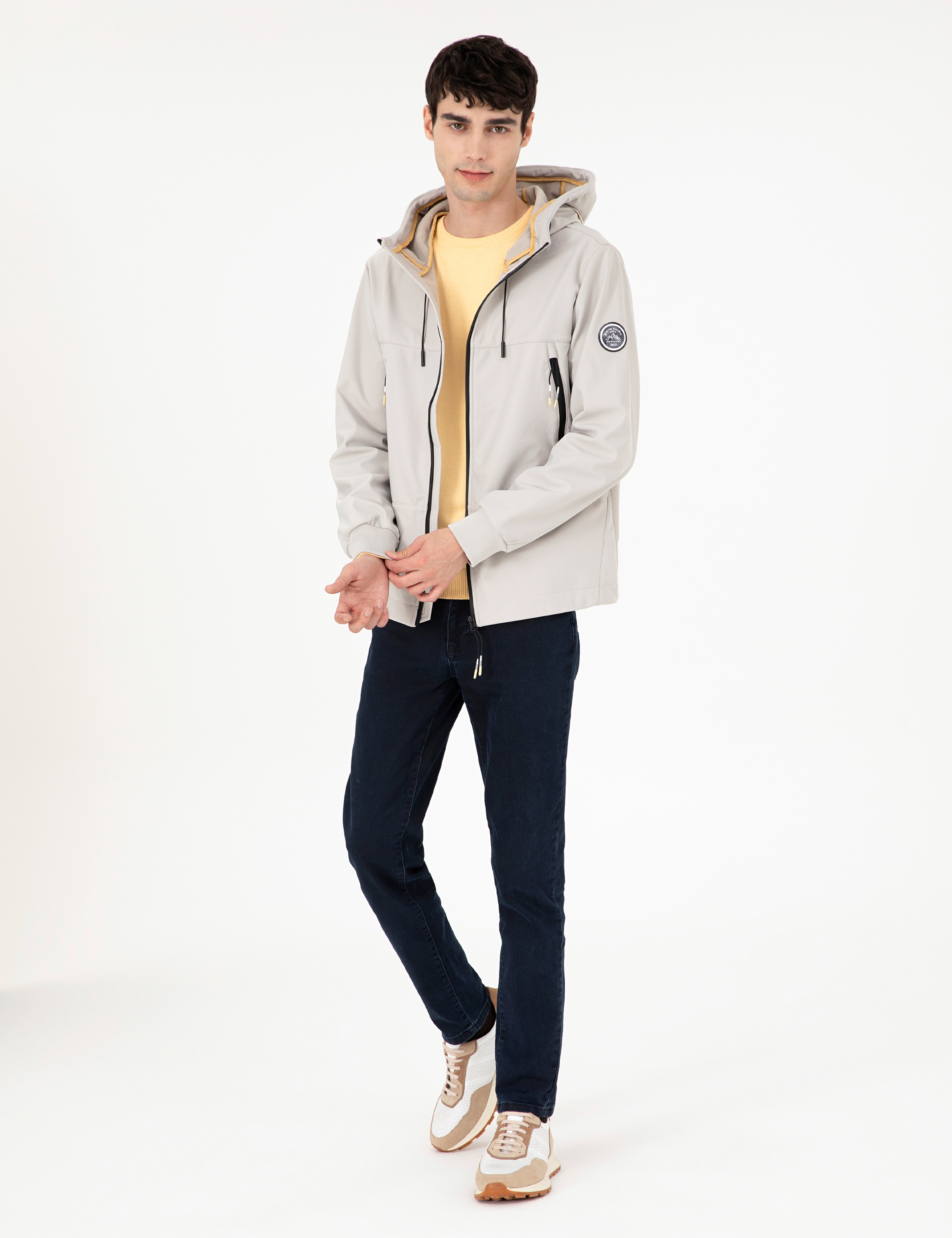 Açık Gri Kapüşonlu Basic Mont - Image 4