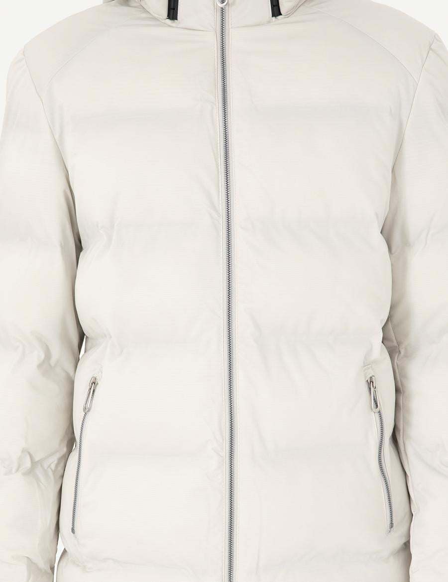 Açık Gri Kapüşonlu Basic Şişme Mont