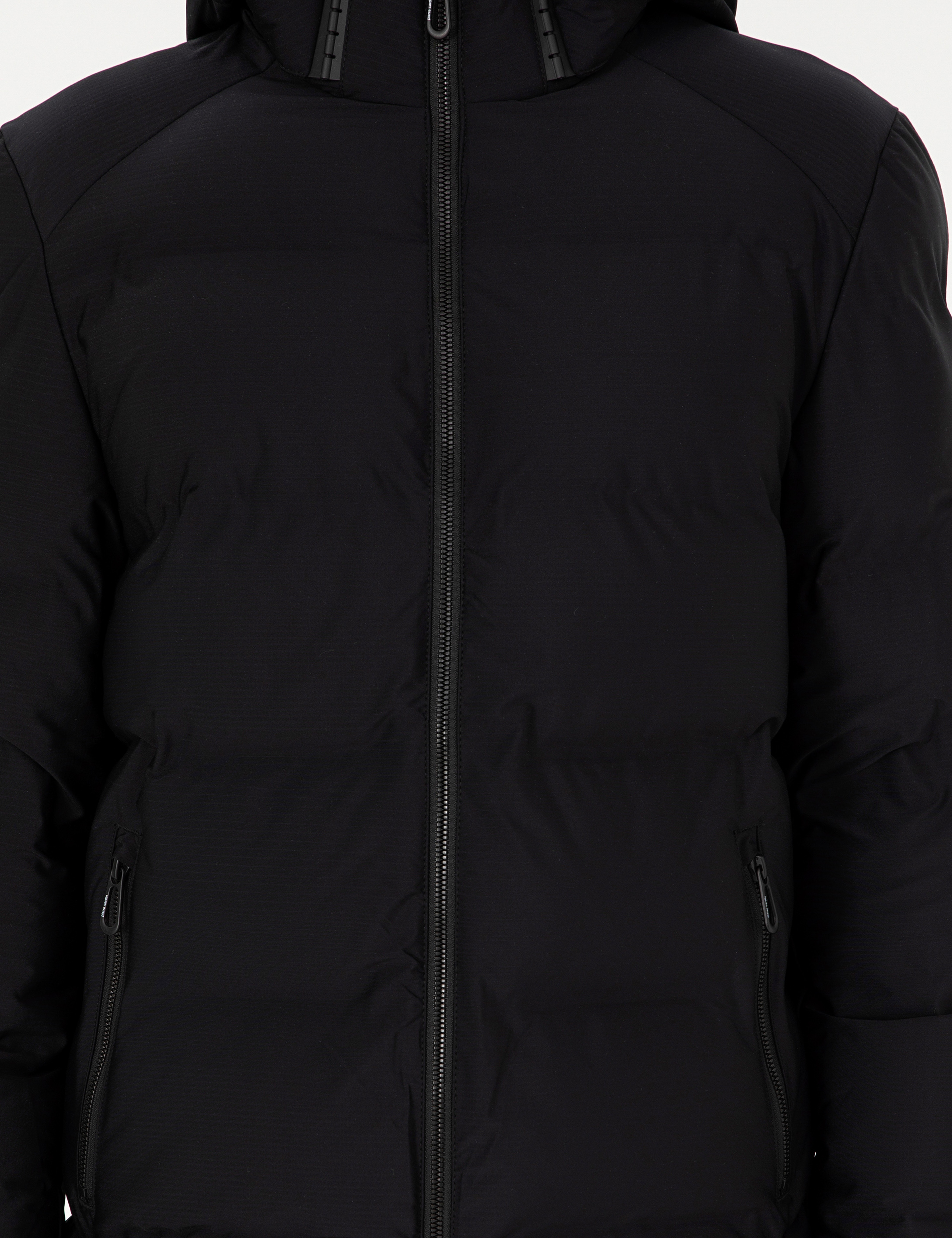 Siyah Kapüşonlu Basic Şişme Mont - Image 7