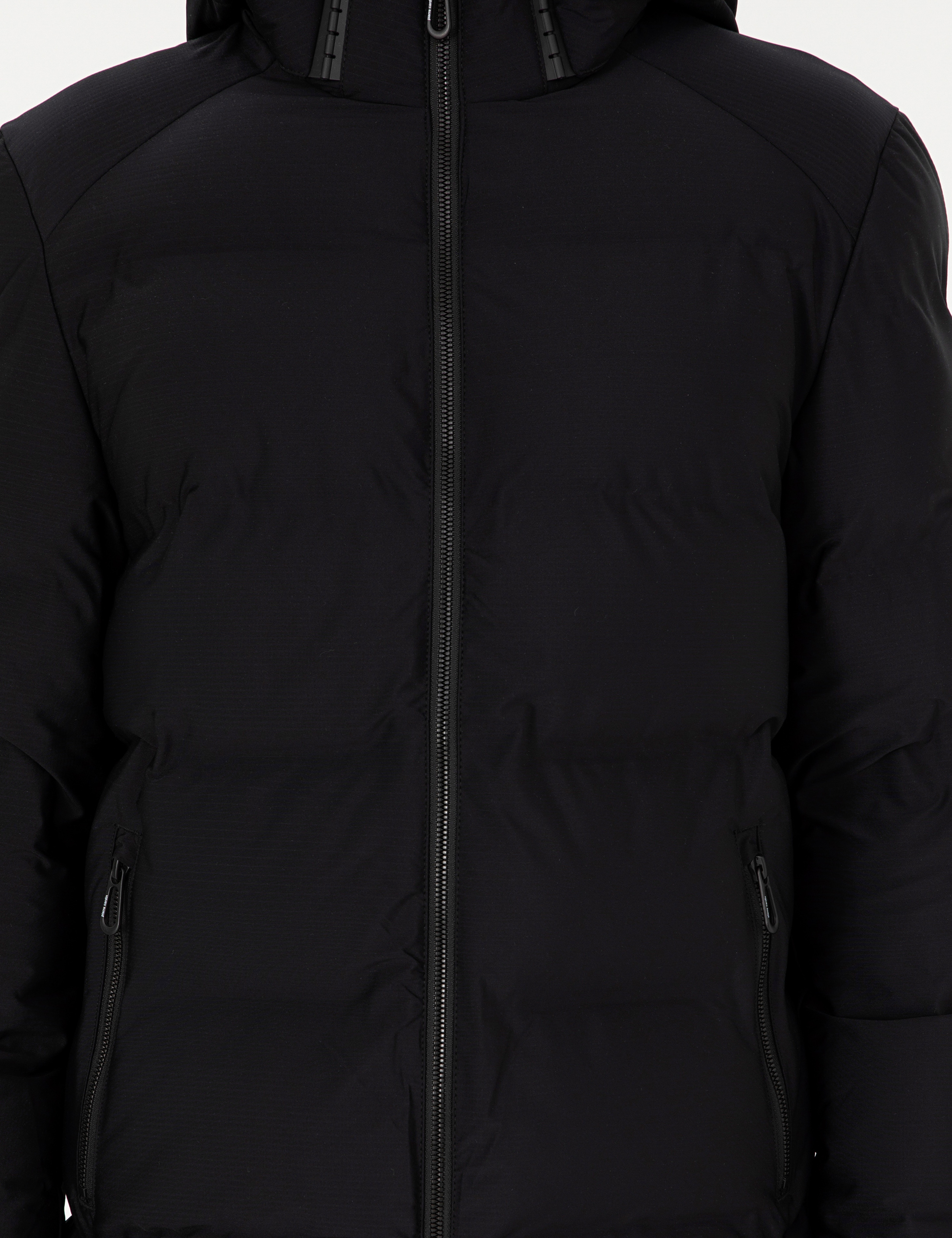 Siyah Kapüşonlu Basic Şişme Mont