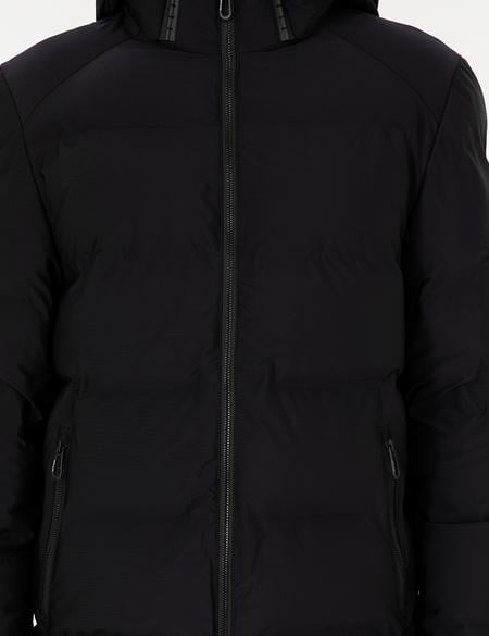 Siyah Kapüşonlu Basic Şişme Mont - 50292680035