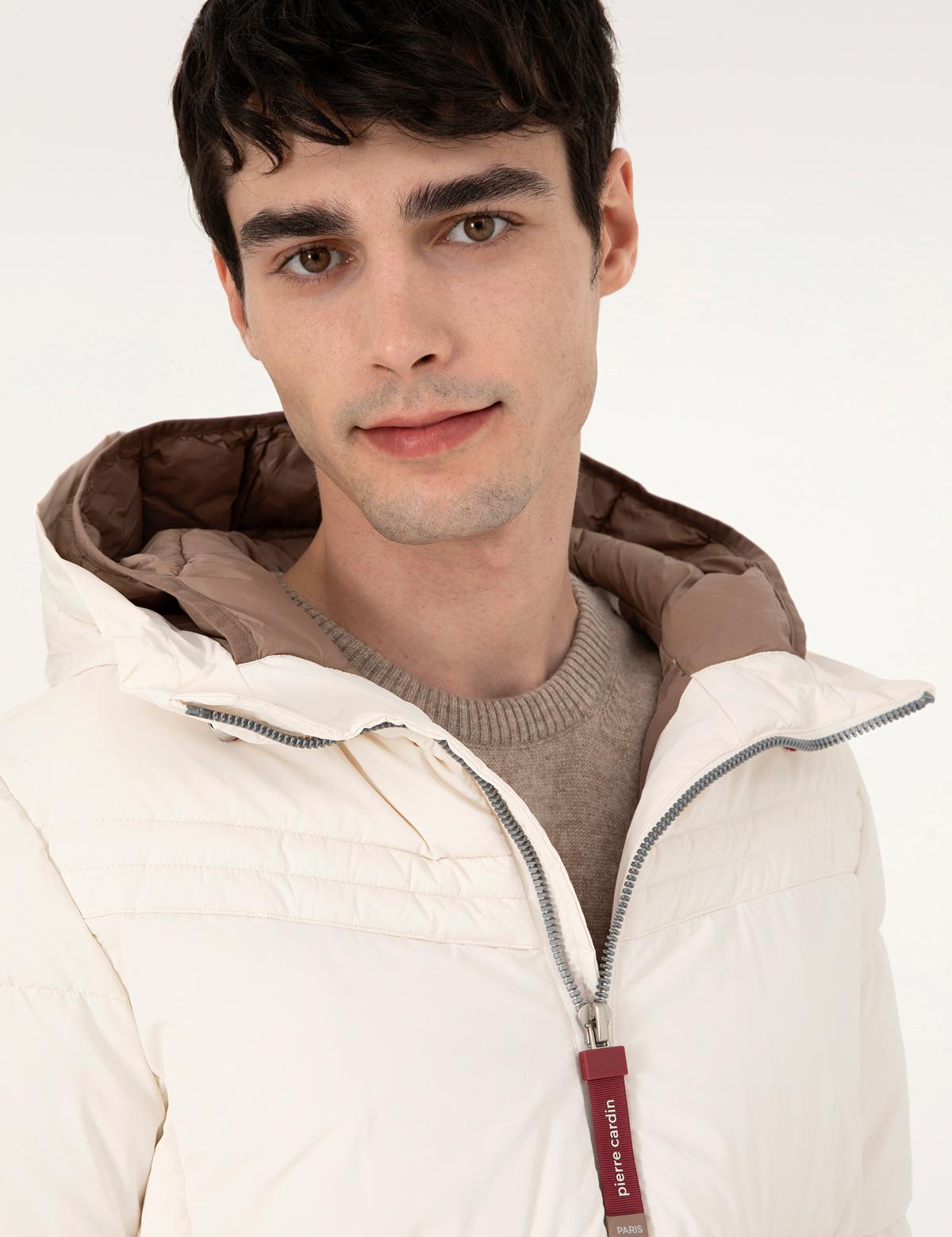 Ekru Kapüşonlu Dolgulu Mont - 50292905004