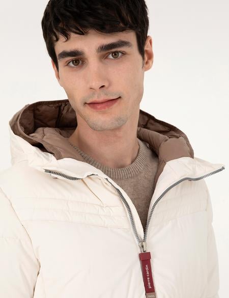 Ekru Kapüşonlu Dolgulu Mont - 50292905004