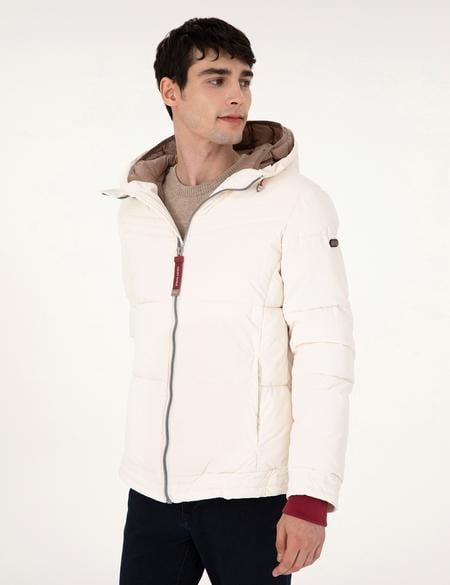 Ekru Kapüşonlu Dolgulu Mont - 50292905004