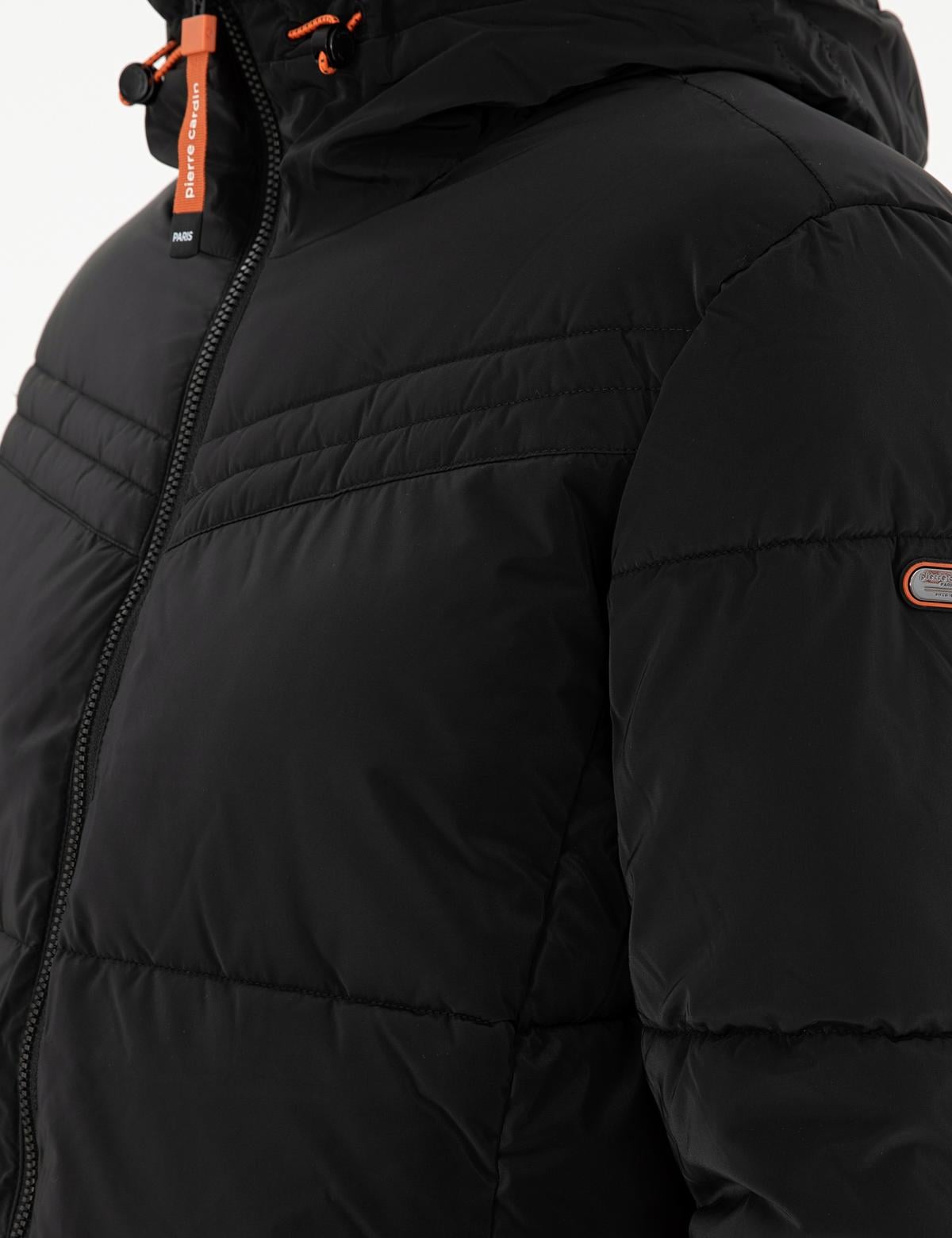 Siyah Kapüşonlu Dolgulu Mont - 50292905024