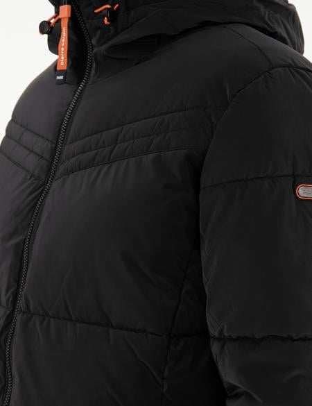 Siyah Kapüşonlu Dolgulu Mont - 50292905024